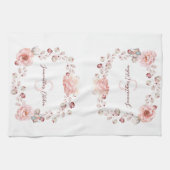 水彩バラリース パーソナライズされた キッチンタオル (横)