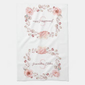 水彩バラリース パーソナライズされた キッチンタオル (縦)