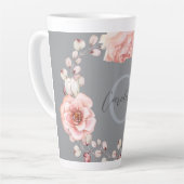 水彩バラリース パーソナライズされた | グレー カフェラテマグ (左アングル)