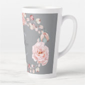 水彩バラリース パーソナライズされた | グレー カフェラテマグ (右)