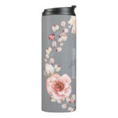 水彩バラリース パーソナライズされた | グレー タンブラー (回転左)