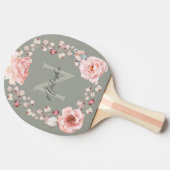 水彩バラリース パーソナライズされた | セージグリーン 卓球ラケット (横)