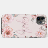 水彩バラリース パーソナライズされた | ピンク Case-Mate iPhoneケース (裏面(横))