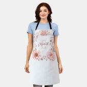 水彩バラリース パーソナライズされた | ヘビーホワイト エプロン (着用した状態)