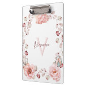 水彩バラリース パーソナライズされた | ヘビーホワイト クリップボード (左)