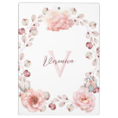 水彩バラリース パーソナライズされた | ヘビーホワイト クリップボード (裏面)