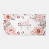 水彩バラリース パーソナライズされた | ヘビーホワイト デスクマット (正面)