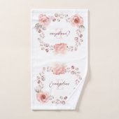 水彩バラリース パーソナライズされた | ヘビーホワイト バスタオルセット (ハンドタオル)