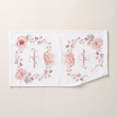 水彩バラリース パーソナライズされた | ヘビーホワイト バスタオルセット (ハンドタオル)