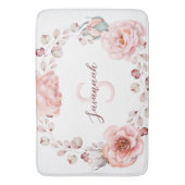 水彩バラリース パーソナライズされた | ヘビーホワイト バスマット (正面縦)