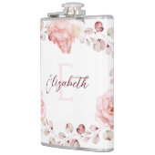 水彩バラリース パーソナライズされた | ヘビーホワイト フラスク (左)