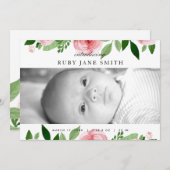 水彩バラリーフ誕生のお知らせ 案内状 (正面/裏面)