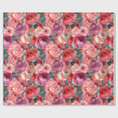 水彩バラ包装紙転が ラッピングペーパー (フラット)