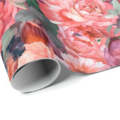 水彩バラ包装紙転が ラッピングペーパー (ロールコーナー)