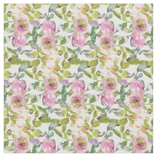 水彩バラ布 ファブリック (クローズアップ)