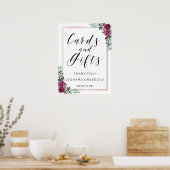 水彩バラ書道カードとギフトサイン ポスター (キッチン)
