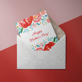 水彩バラ母の日 カード