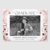 水彩バラ水晶の結晶写真卒業 マグネット招待状 (正面)