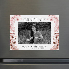 水彩バラ水晶の結晶写真卒業 マグネット招待状