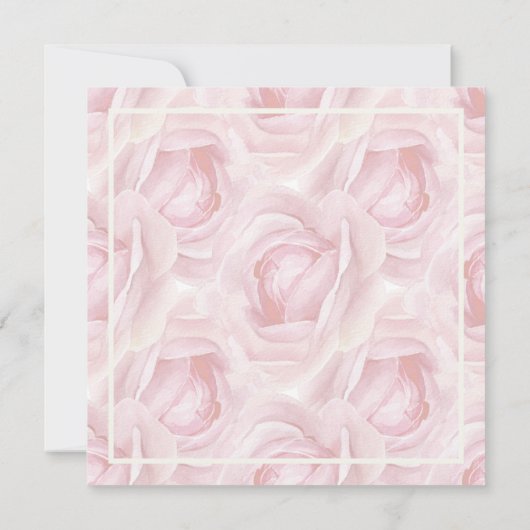 水彩バラ淡い色のピンク白結婚色 招待状 (裏面)