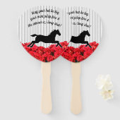 水彩バラ白黒ストライプダービー ハンドファン (正面&裏面)