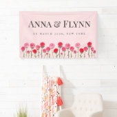 水彩バラ結婚の婚約パーティバナー 横断幕 (インサイチュ)