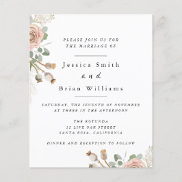 水彩バラ結婚ズフライヤー チラシ