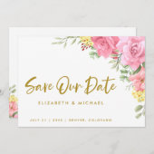 水彩バラ結婚ズ救Our Date招待状 招待状 (正面/裏面)