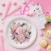 水彩バラ結婚ズ ペーパープレート (パーティー)