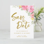 水彩バラ結婚式保存日付招待状 招待状 (スタンド正面)
