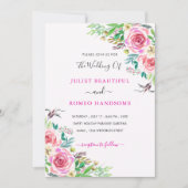水彩バラ結婚式招待状テンプレート (正面)