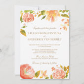 水彩バラ結婚式招待状 招待状 (正面)