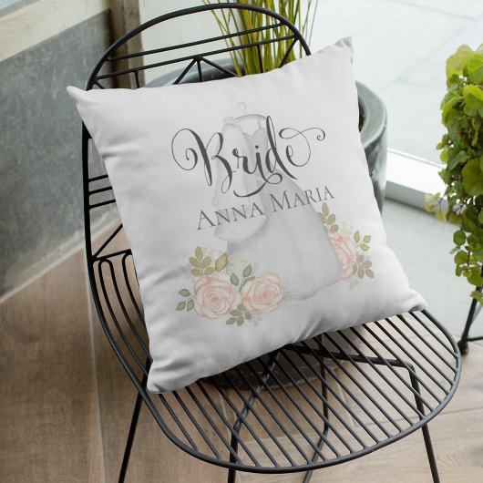 水彩バラ結婚花嫁のドレスフローラ クッション