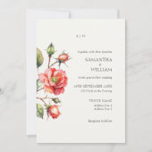 水彩バラ結婚花 招待状 (正面)