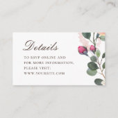 水彩バラ結婚詳細。エレガントフローラ エンクロージャーカード (正面)