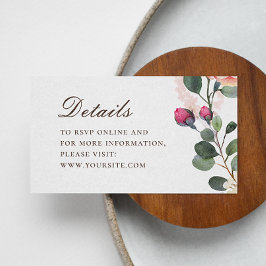 水彩バラ結婚詳細。エレガントフローラ エンクロージャーカード