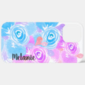 水彩バラ緑カラフルモノグラムの Case-Mate iPhoneケース (裏面 / 右)