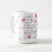 水彩バラ花びら感動的語 コーヒーマグカップ (正面左)