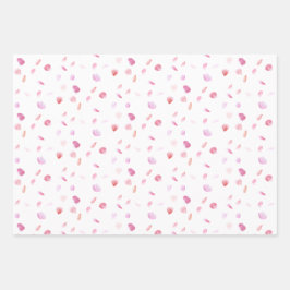 水彩バラ花びら感動的語 ラッピングペーパーシート