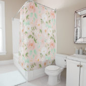 水彩バラ花ピンクと桃 シャワーカーテン (インサイチュ)
