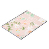 水彩バラ花ピンクと桃 ノートブック (左側)