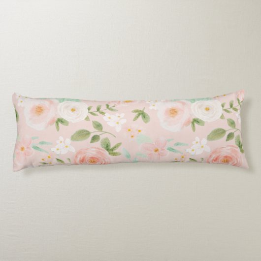 水彩バラ花ピンクと桃 ボディピロー (裏面)