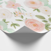 水彩バラ花ピンクと桃 ラッピングペーパー (角)