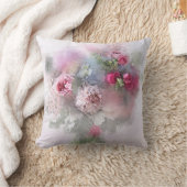 水彩バラ花フローラエレガントテンプレート クッション (ブランケット)