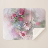 水彩バラ花モダンフローラテンプレート シェルパブランケット (正面(横))