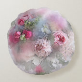 水彩バラ花束フローラテンプレート ラウンドクッション (裏面)