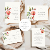 水彩バラ花結婚式RSVP 出欠カード