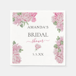 水彩バラ花 – ブライダルシャワー スタンダードカクテルナプキン