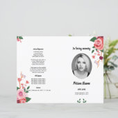 水彩バラ花 |葬儀プログラムテンプレート (スタンド正面)