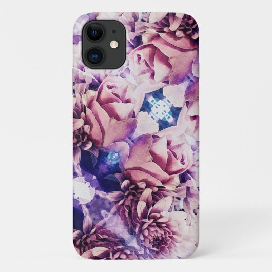 水彩バラ菊iPhone 11ケース Case-Mate iPhoneケース (裏面)